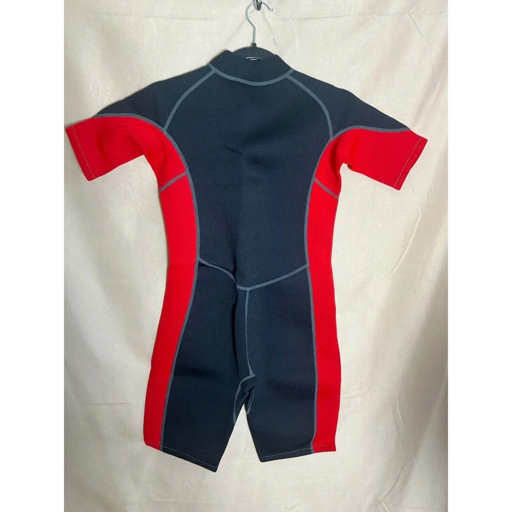 Hevto Wetsuit Shorty Kids Size 12 Black Red New Front Zip 2mm Neoprene Youth